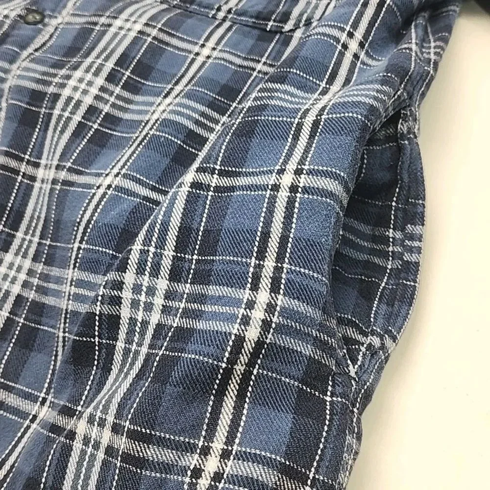 Levi's Flannel Shirt Jacket Blue Plaid Sherpa Lined Men Sz XL Button Pocket